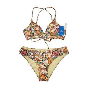 Cupshe Womens Floral Paisley  Bikini Set Size M Swimsuit